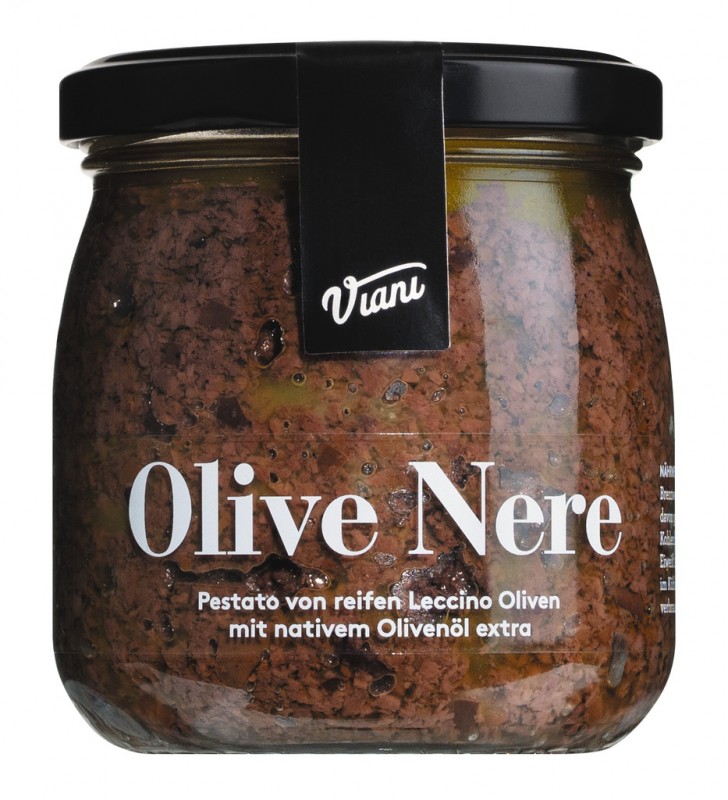 MASLINE NERE - Pestato di olive nere Leccino, pestato od crnih Leccino maslina, Viani - 170g - Staklo