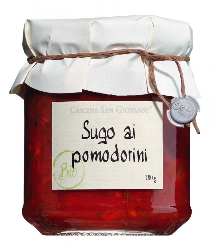 Sugo ai pomodorini, bio, sos pomidorowy z pomidorkami koktajlowymi, bio, Cascina San Giovanni - 180ml - Szklo