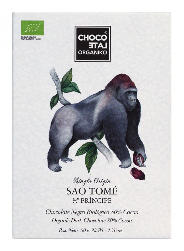 Origine Sao Tome, 80% cacao, organica, ciocolata neagra 80%, ciocolata organica - 50 g - Bucata