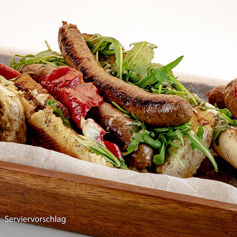 Merguez z wolowiny z pastwiska i Moorschnucke, grillowana kielbasa, surowa, kaliber - 300g, 6x50g - proznia