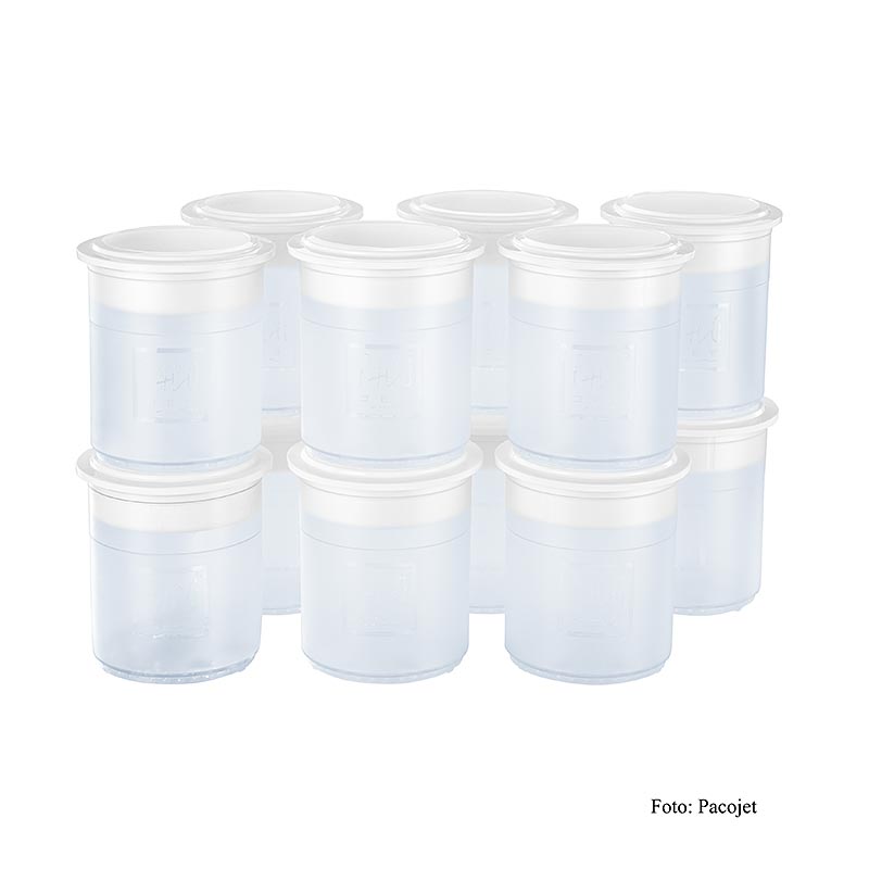 Set de pahare din plastic PACOJET cu capac - 12 bucati - Carton