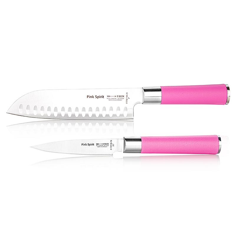 Pink Spirit set nozeva (kancelarijski noz + santoku sa nazubljenom ivicom), debeli - 2 kom. - kutija