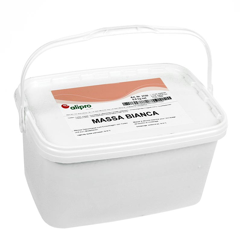 Massa Bianca, fondant roule, pate decorative blanche (similaire a Massa Ticino) - 6 kg - Seau PE