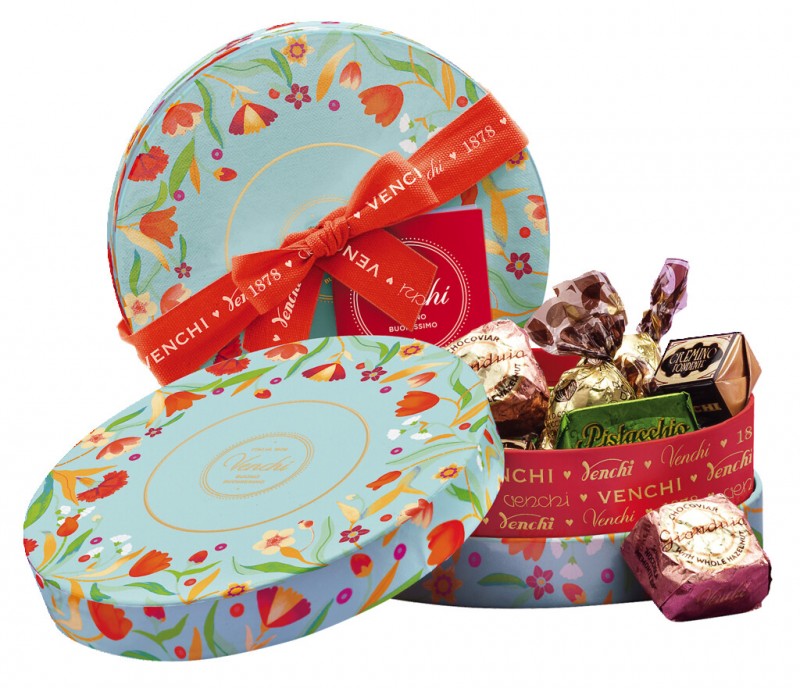 Cesto Piccolo - Collezione Primavera Barocca, mix pralinato con nocciole, confezione regalo, Venchi - 200 g - Potere