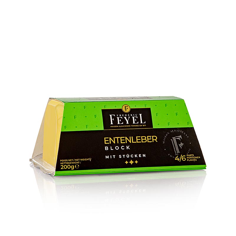 Anka foie gras block, foie gras, trapezium skal, feyel - 200 g - PE-skal