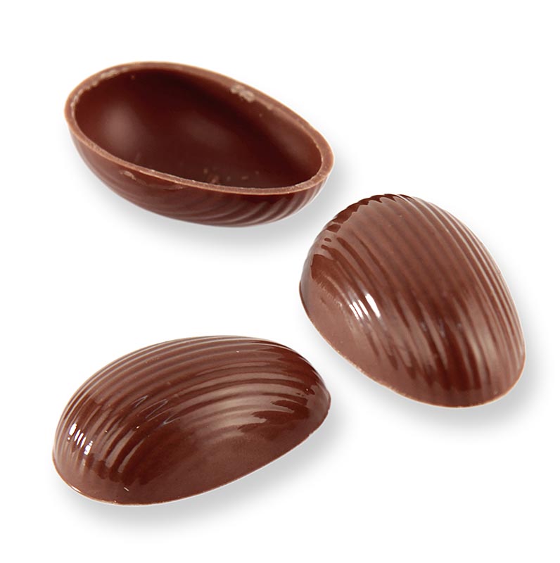 Medias cascaras de huevo praline, leche entera, grande, 44x29mm, Laderach (Pascua) - 1.571 kg, 462 piezas - Cartulina