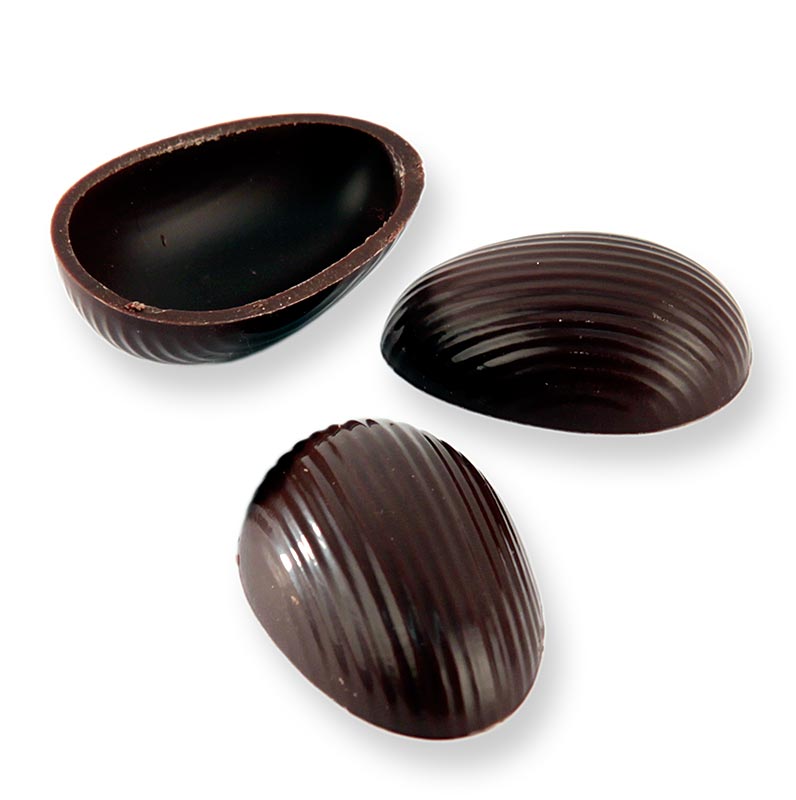 Mitges closques d`ou de praline, fosques, grans, 44x29 mm, Laderach (Pasqua) - 1.571 kg, 462 peces - Targeta