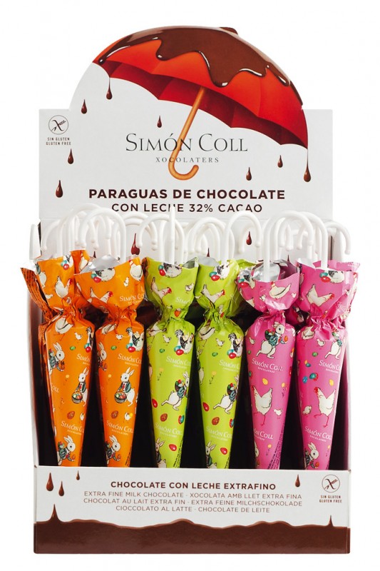 Sombrilla Pascua, display, chokladparaplyer, display, Simon Coll - 30 x 35 g - visa