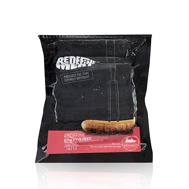 Redefine Bratwurst, 10 salchichas veganas - 1kg, 10 piezas - carcasa de PE