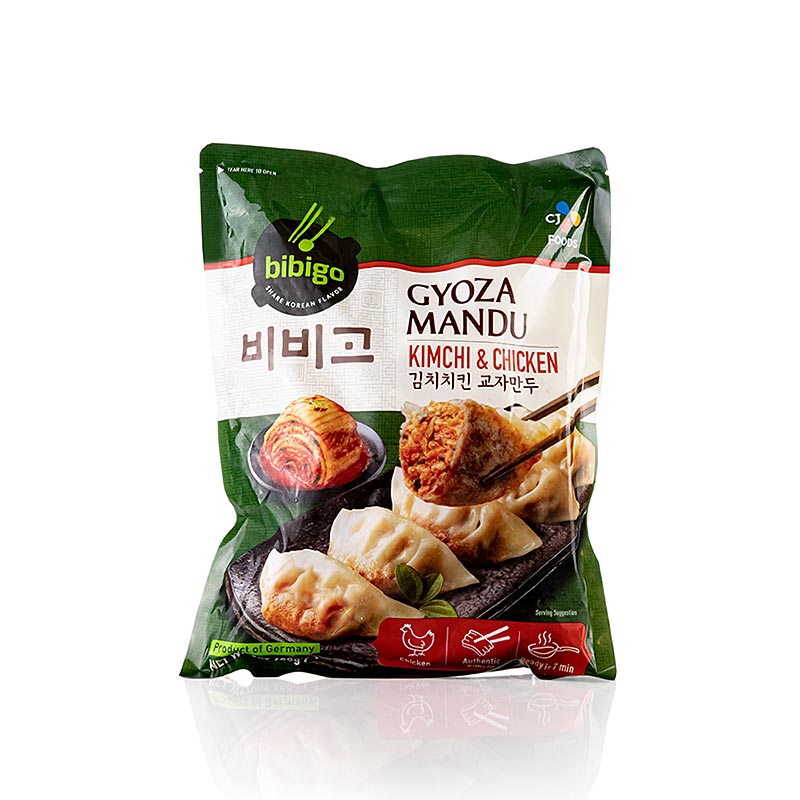 Wonton - Gyoza Mandu Kim Chee, bolinho de frango (Dim Sum), Bibigo - 600g - bolsa