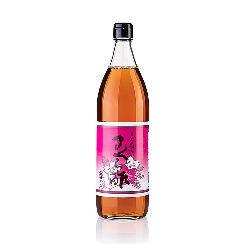 Svart risvinager med sakura korsbarsblommor - 900 ml - Flaska