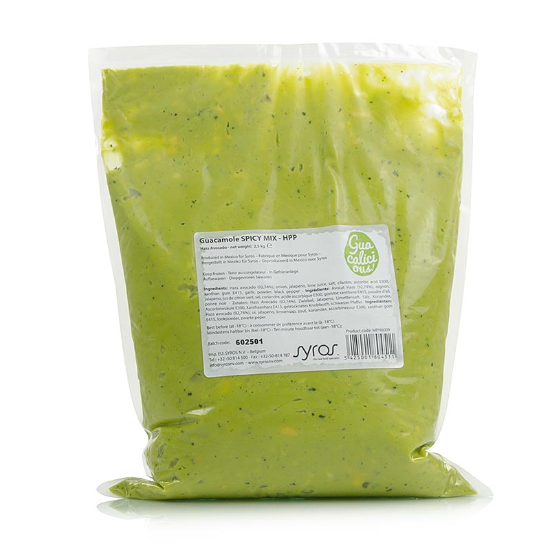 Avokadova pasta, guacamole, pikantna - 2,5 kg - taska