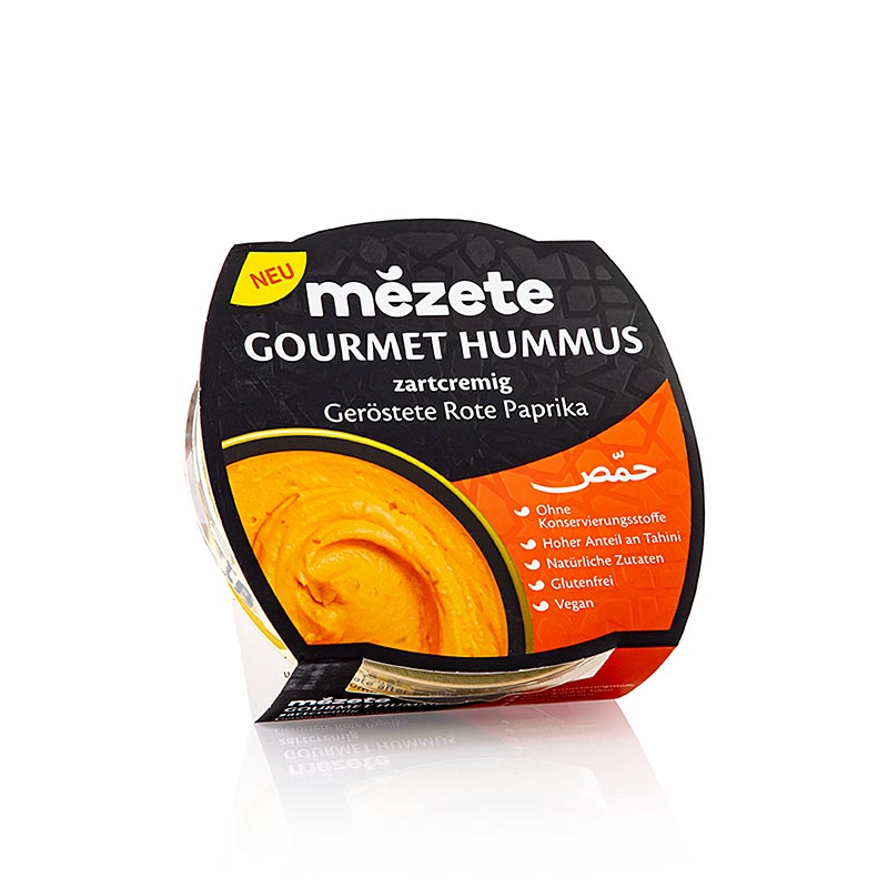 Hummus gourmet con peperoni rossi arrostiti, purea di ceci, mezete - 215 g - Guscio in PE