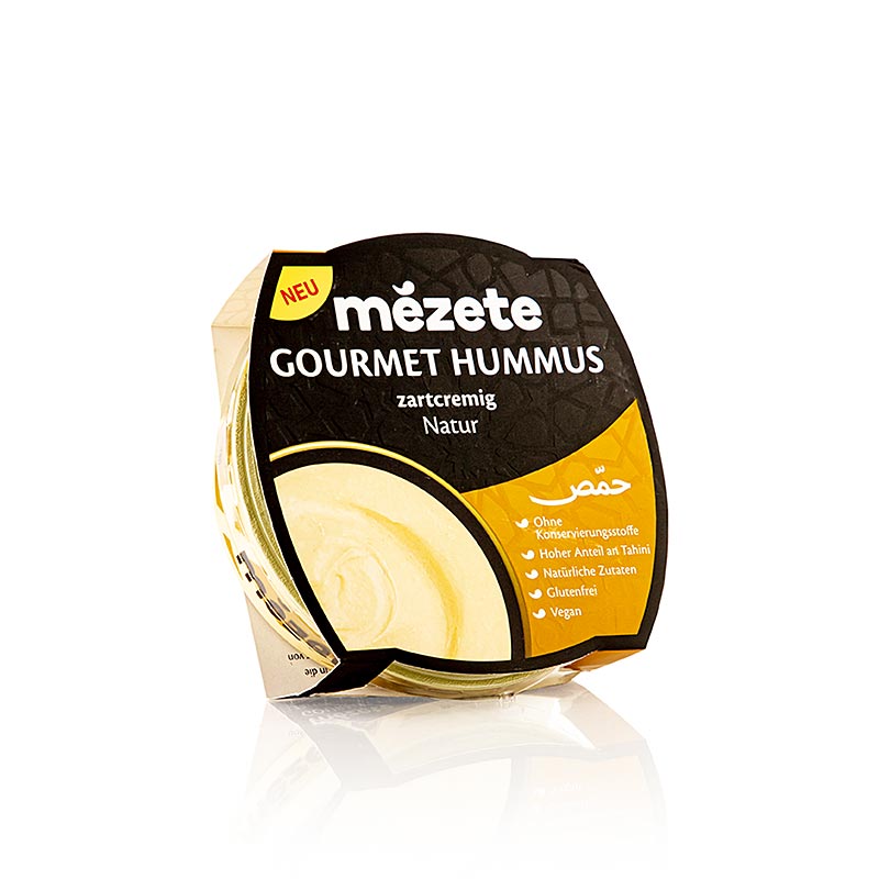 Hummus natural gourmet, piure de naut cu pasta de susan, mezete - 215 g - Pachet Tetra