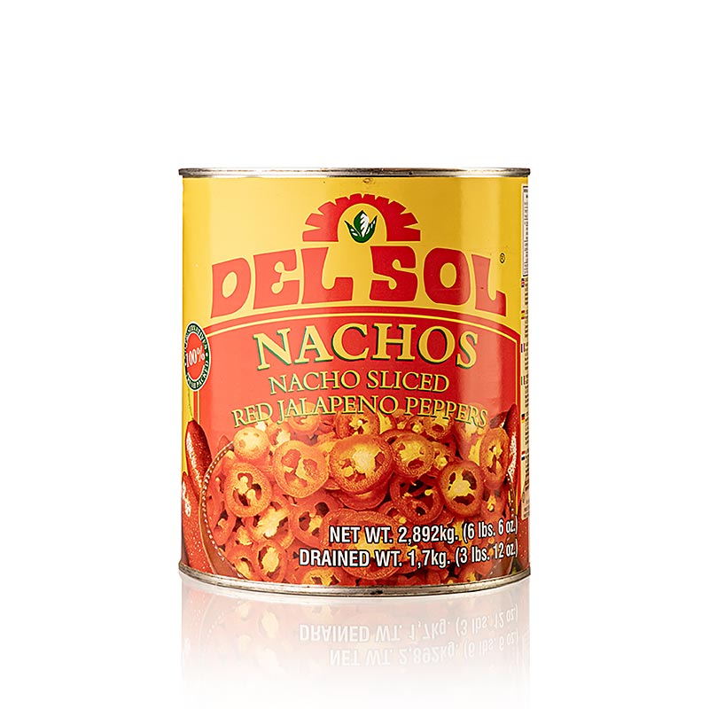 Cili paprika jalapenos, rdeca, narezana, Del Sol - 2,89 kg - lahko