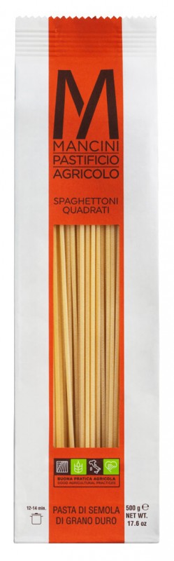 Spaghettoni quadrati, durumvehna mannapasta, Pasta Mancini - 500g - pakkaus