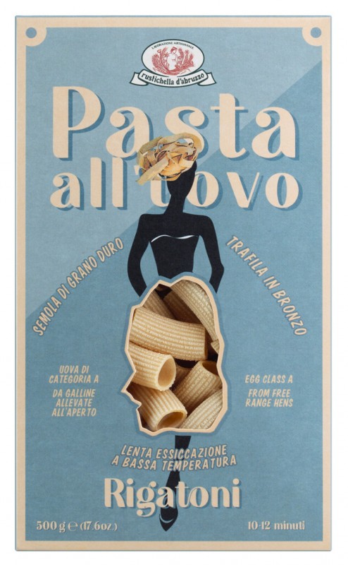 Rigatoni all`uovo, vajecne nudle, Rustichella - 500 g - balicek