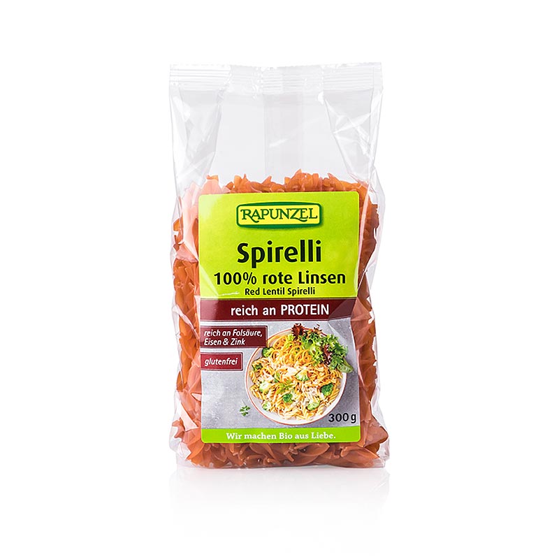 Rapunzel, linspasta - Spirelli gjord av roda linser, ekologisk - 300 g - vaska