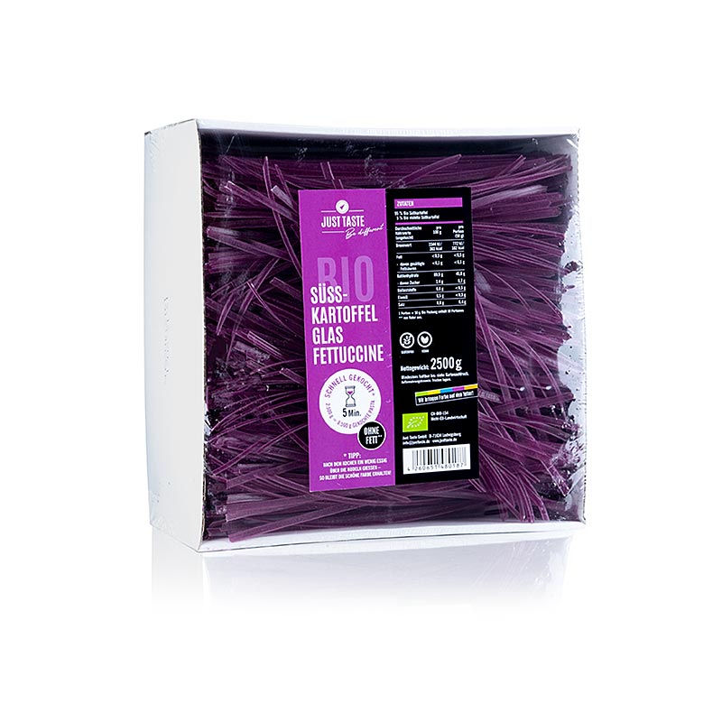 Just Taste Fettuccine di pasta di vetro con patate dolci viola, senza glutine, biologiche - 2,5 kg - Cartone