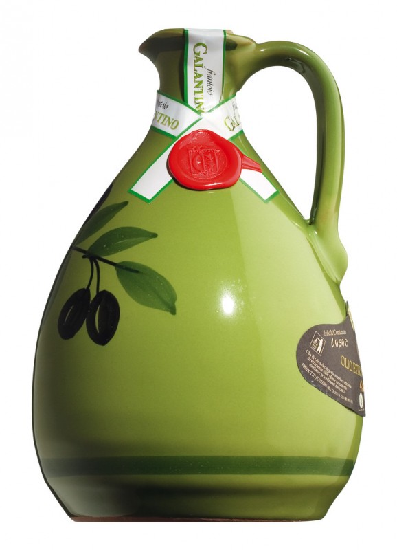 Huile d`olive extra vierge Affiorato, huile d`olive extra vierge, cruche en argile, Galantino - 500 ml - lanceur