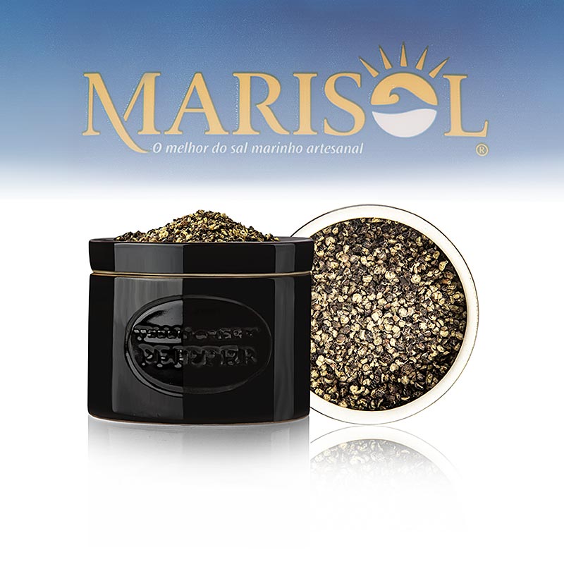 Recipient pentru ardei de masa rotund, ardei Tellicherry, macinat grosier, Marisol BIO - 70 g - Oala din ceramica