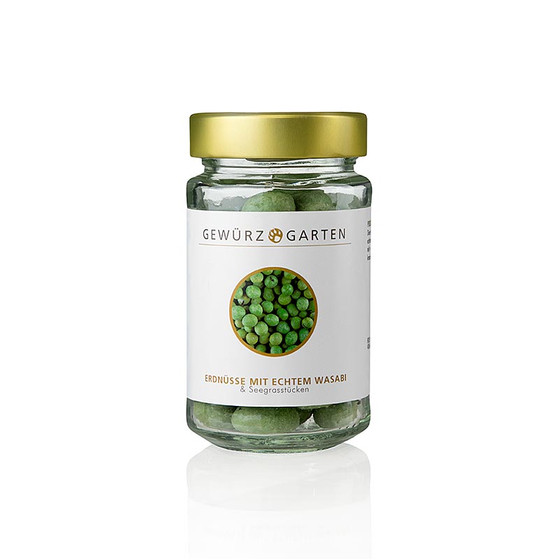 Gewürzgarten Erdnüsse mit Wasabi & Seegrasstücken, pikant - 80 g - Glas