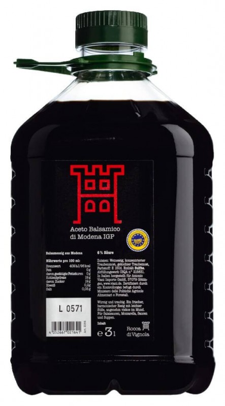 Balsamessig, jung, Aceto Balsamico di Modena IGP - Basic 1.0, rot, Rocca di Vignola - 3.000 ml - Kanister