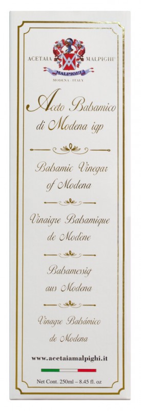 Balsamic Vinegar of Modena IGP Oro, Balsamic Vinegar of Modena IGP, aged for 15 years, Malpighi - 250ml - Bottle