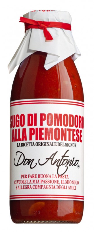 Sugo alla piemontese, salsa di pomodoro al vino rosso Barbera, Don Antonio - 480 ml - Bottiglia