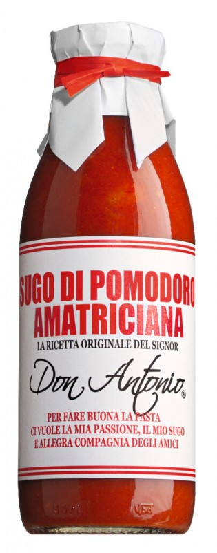 Sugo all`amatriciana, tomato sauce with guancale, Don Antonio - 480ml - Bottle