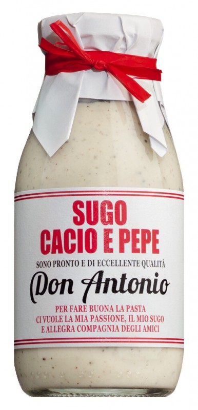 Sugo cacio e pepe, Creamy sauce with sheep`s cheese and pepper, Don Antonio - 240ml - Bottle