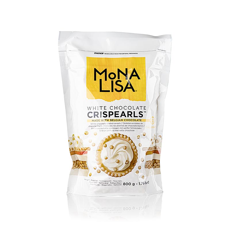 Crispearls White, knusprige weiße Schoko Perlen, Mona Lisa Callebaut - 800 g - Beutel