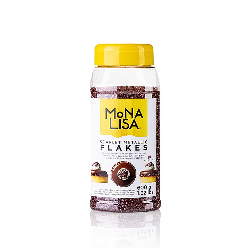 Mini Chocoflakes - Scaglie di cioccolato scarlatto metallizzato, Monna Lisa (CHK-VS-22124E0) - 600 g - Pe puo