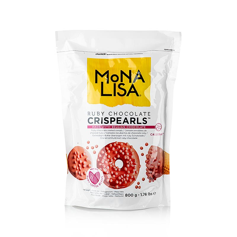 Crispearls? Ruby, crunchy pink chocolate pearls, Mona Lisa Callebaut - 800g - bag