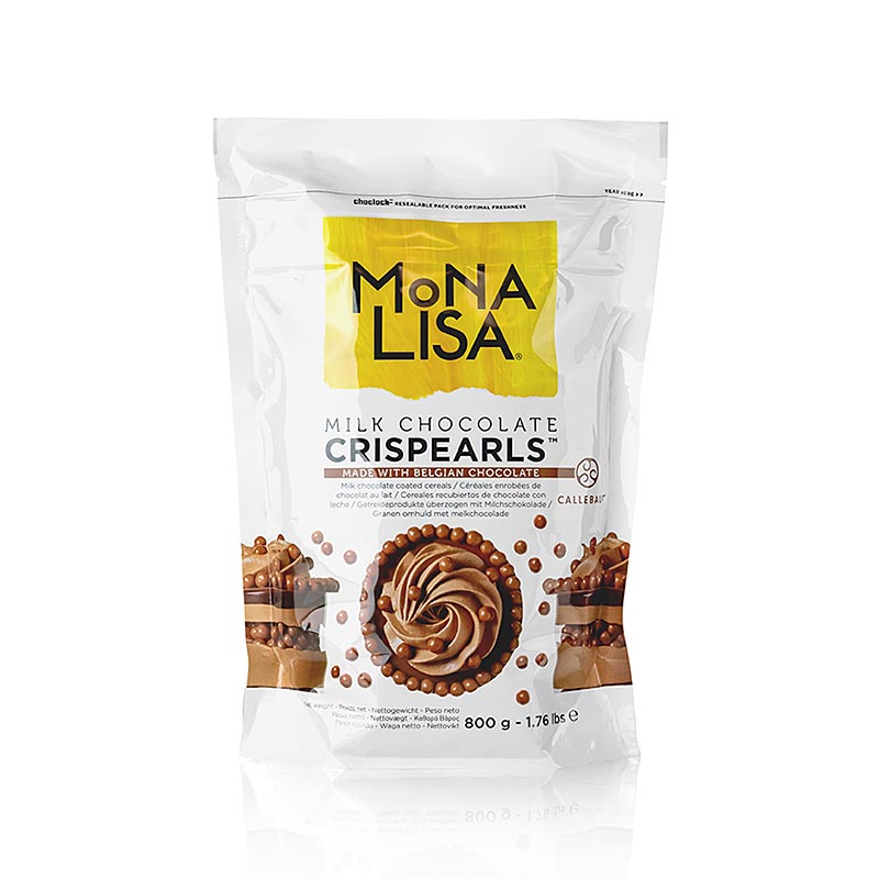 Crispearls? Milk, perles cruixents de xocolata amb llet, Mona Lisa Callebaut - 800 g - bossa