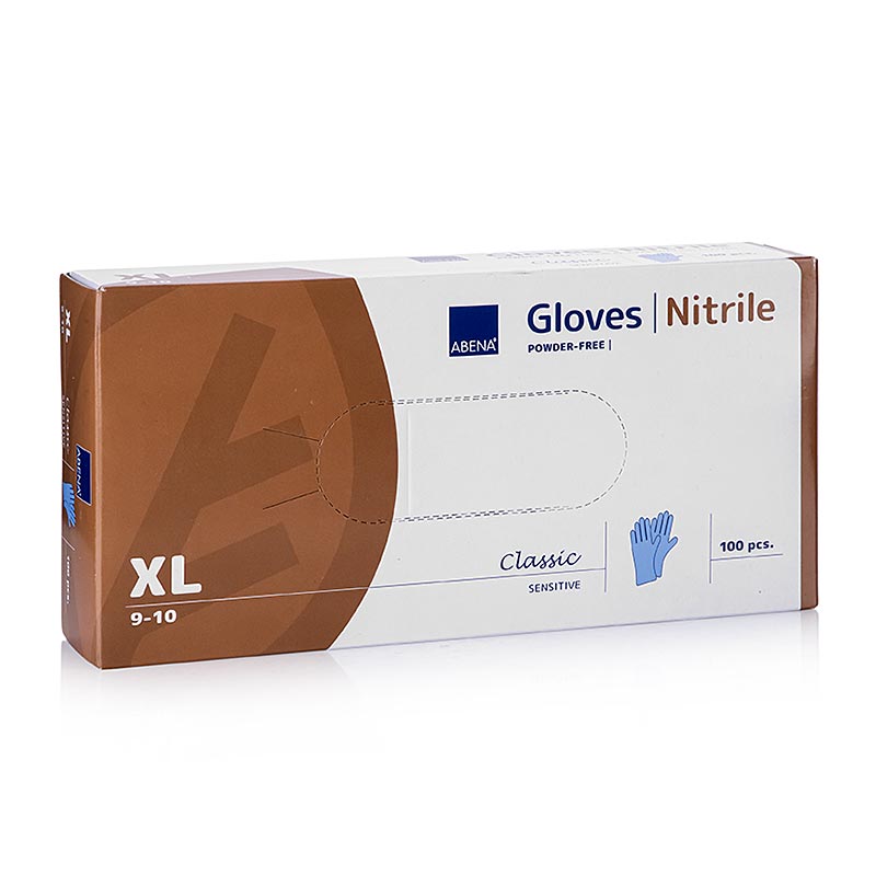 Guantes desechables nitrilo, azul, XL, sin polvo - 100 piezas - Cartulina