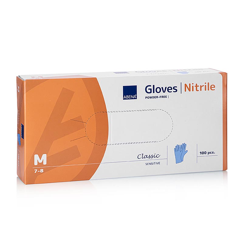 Disposable Nitrile Gloves, Blue, M, powder-free - 100 pieces - Cardboard