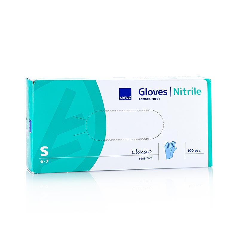 Disposable Nitrile Gloves, Blue, S, Powder Free - 100 pieces - Cardboard