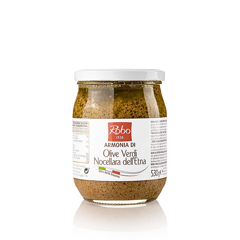 Pate di olive verdi Armonia di Olive Verdi Nocellara dell`Etna, Robo - 500 g - Bicchiere