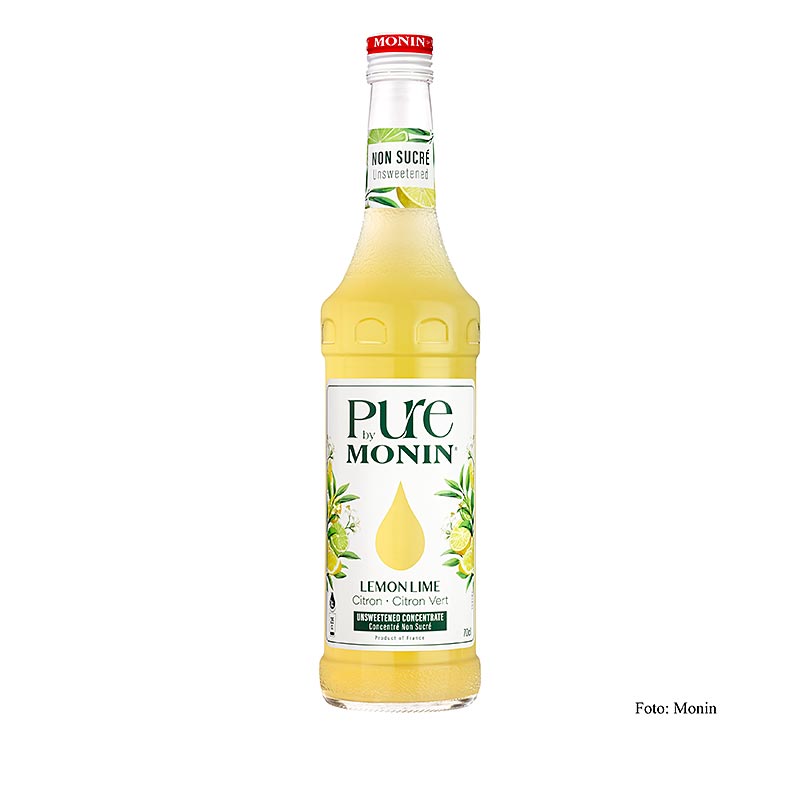 Monin PURE - Lemon Lime (citron - citron vert), non sucre, 1:25 - 700 ml - Bouteille