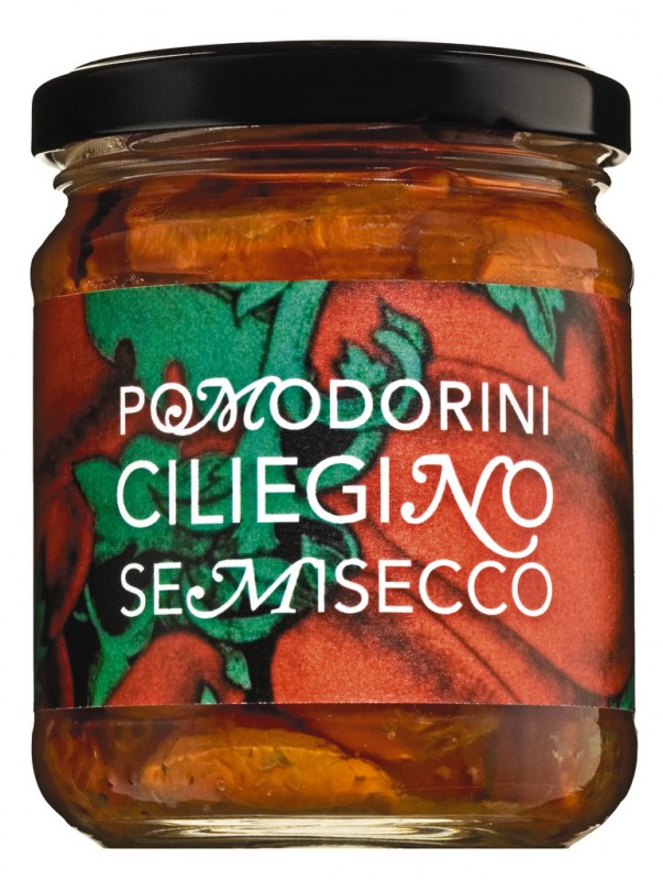 Pomodoro ciliegino semisecco, sicilianske cherrytomater i olie, halvtørret, Il pomodoro piu buono - 200 g - glas