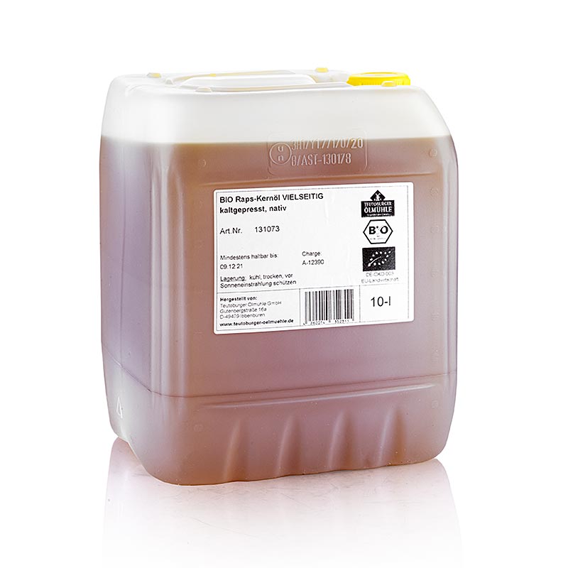 Rapeseed seed oil, cold-pressed, from peeled native rapeseed, organic - 10 litres - canister