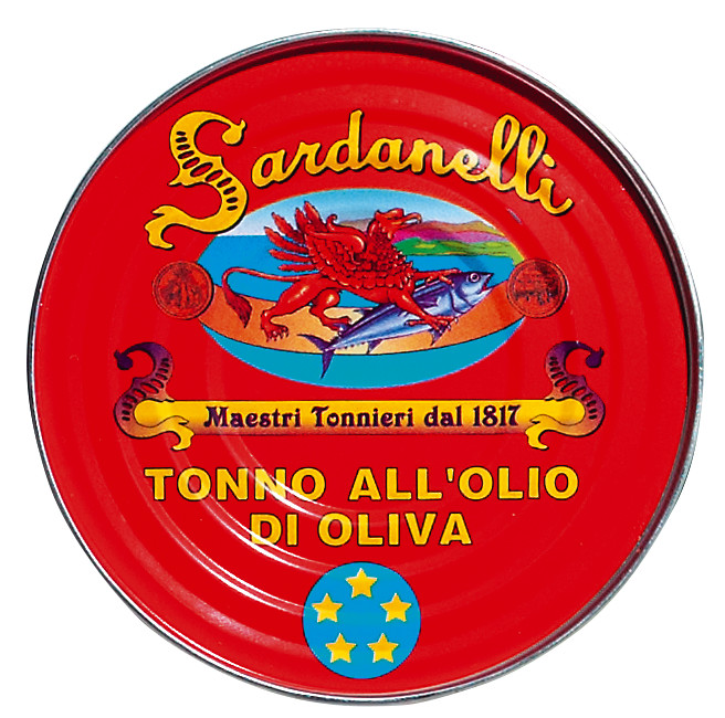 Tonno all`olio d`oliva, thon a l`huile d`olive, sardanelles - 160g - peut