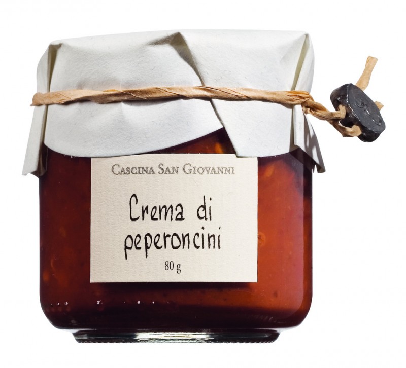 Crema di peperoncini, creme de peperoncini, Cascina San Giovanni - 80g - Verre