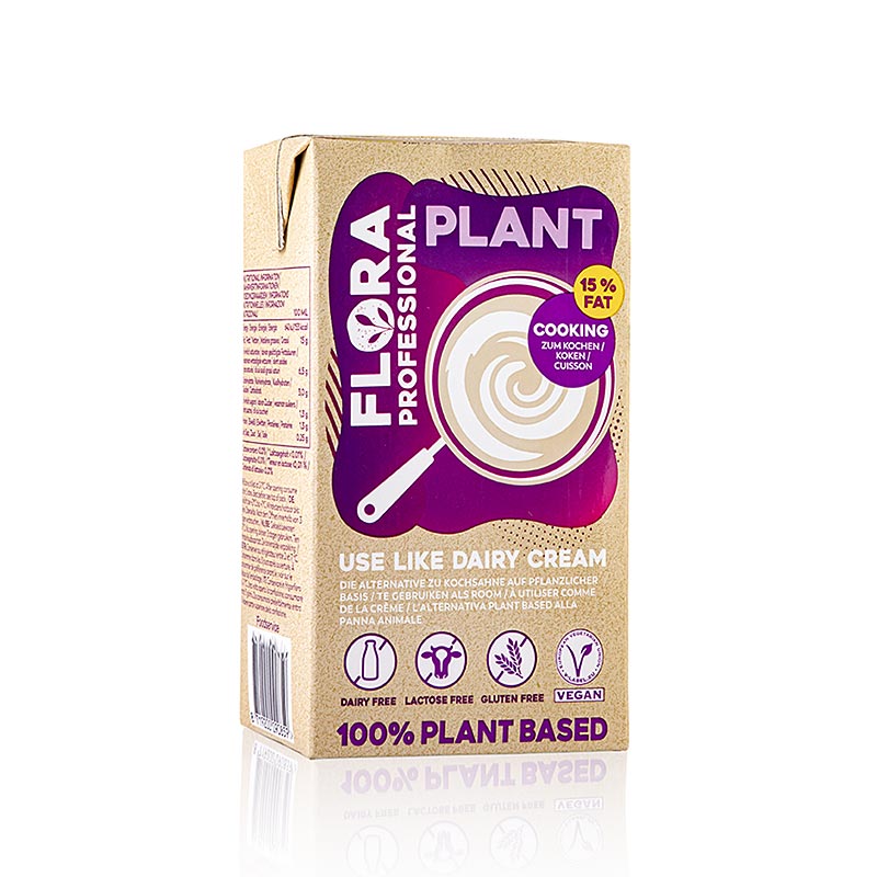 Flora Professional Plant Cooking Cream, vegan cream substitute, 15% fat - 1 litre - Tetra Pak