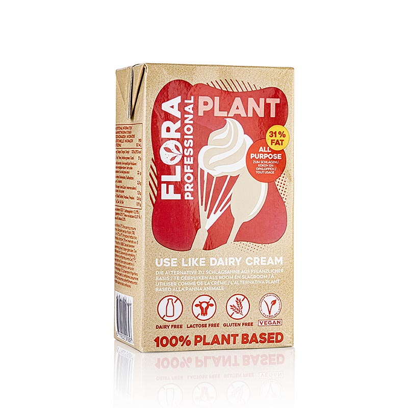 Flora Professional Plant Whipped Cream, vegan cream substitute, 31% fat - 1 litre - Tetra Pak