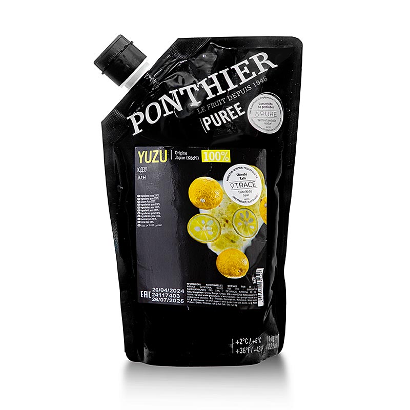 Ponthier Yuzu Püree, ungezuckert, 100% Frucht - 1 kg - Beutel