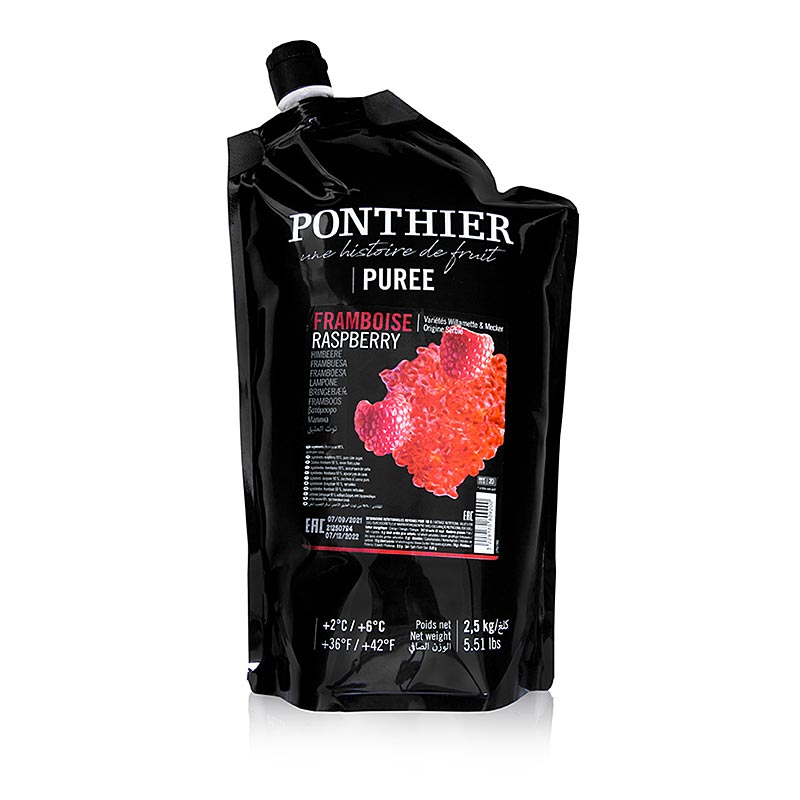 Puree de framboises Ponthier, avec sucre, 2,5kg - 2,5 kg - Seau PE