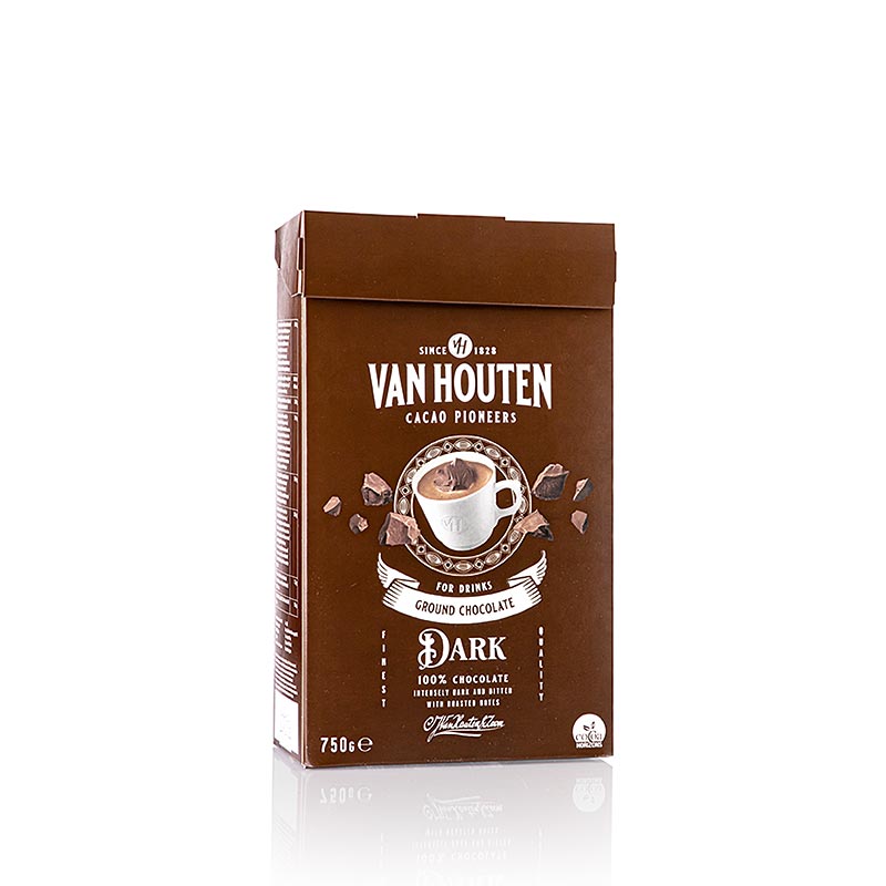 Van Houten Ground Dark Chocolate, Trinkschokoladen Pulver, VM-54627-V99 - 750 g - Karton