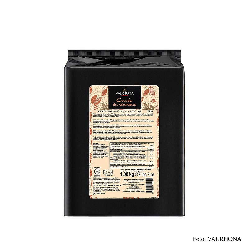 Valrhona Cuvee Jamaica, donkere couverture, 70% cacao, blok (12830) - 1 kg - tas